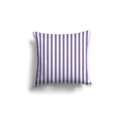 Off-White Cotton Canvas Cushion Covers with Thin Purple Bars on Front, CACU-CC-1320-241, 46 x 46 cm, 18 x 18 inches
