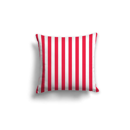 Off-White Cotton Canvas Cushion Covers with Red Bars on Front, CACU-CC-1330-051, 46 x 46 cm, 18 x 18 inches