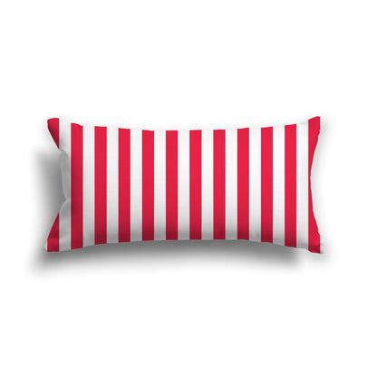 Off-White Cotton Canvas Cushion Covers with Red Bars on Front, CACU-CC-1330-051, 61 x 30 cm, 24 x 12 inches