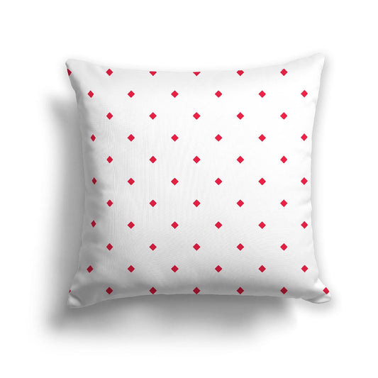 Off-White Cotton Canvas Cushion Covers with Red Diamonds on Front, CACU-CC-1330-101