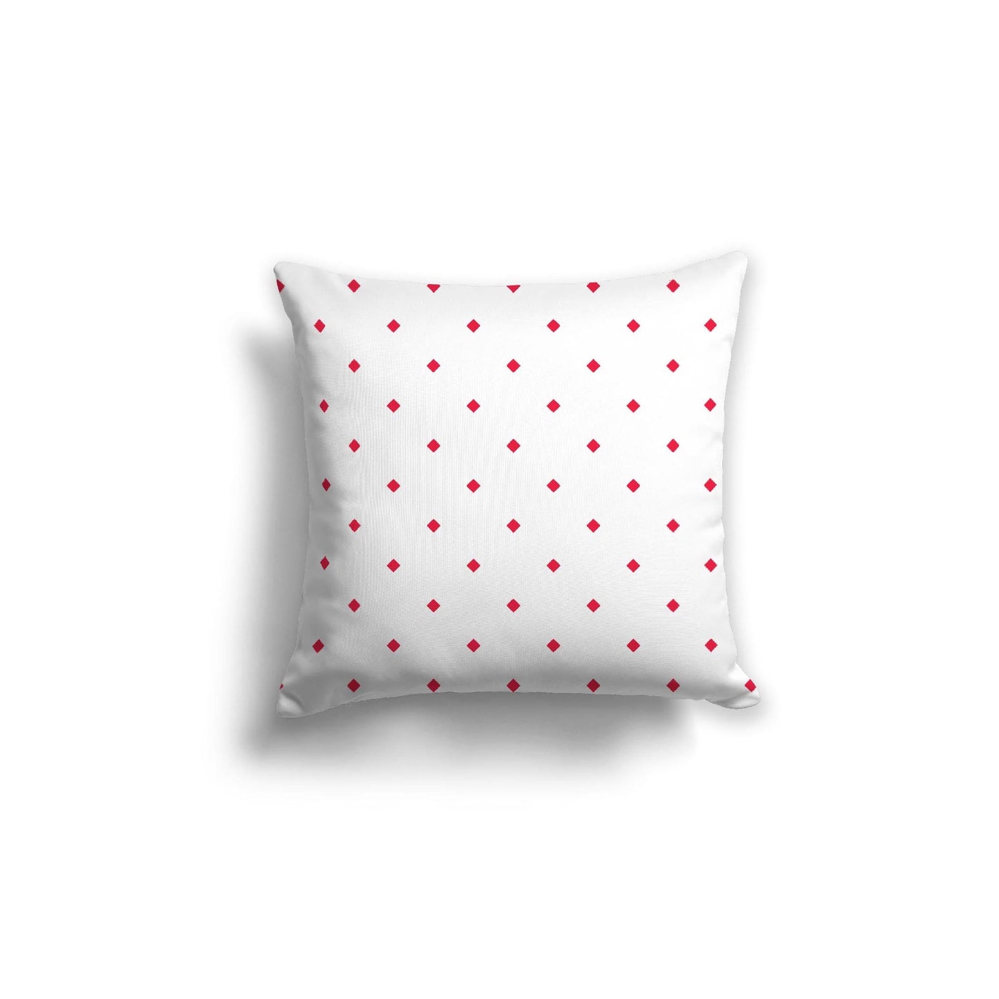 Off-White Cotton Canvas Cushion Covers with Red Diamonds on Front, CACU-CC-1330-101, 46 x 46 cm, 18 x 18 inches
