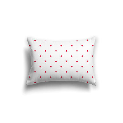 Off-White Cotton Canvas Cushion Covers with Red Diamonds on Front, CACU-CC-1330-101, 51 x 36 cm, 20 x 14 inches