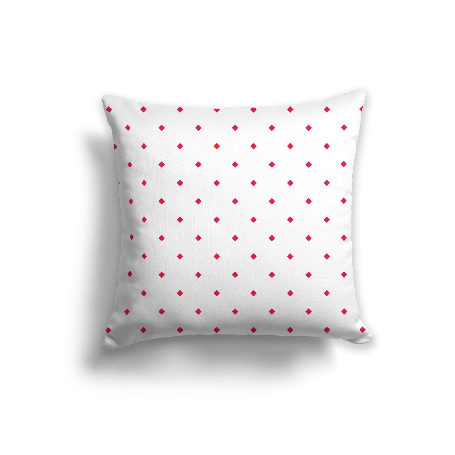 Off-White Cotton Canvas Cushion Covers with Red Diamonds on Front, CACU-CC-1330-101, 56 x 56 cm, 22 x 22 inches