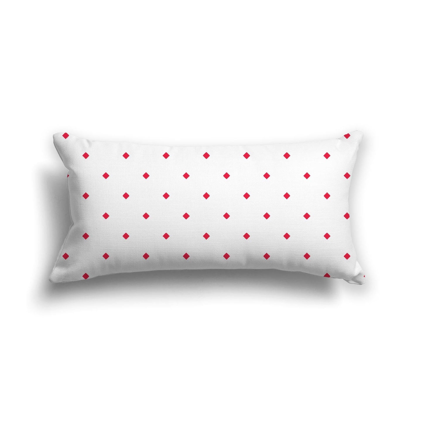 Off-White Cotton Canvas Cushion Covers with Red Diamonds on Front, CACU-CC-1330-101, 61 x 30 cm, 24 x 12 inches