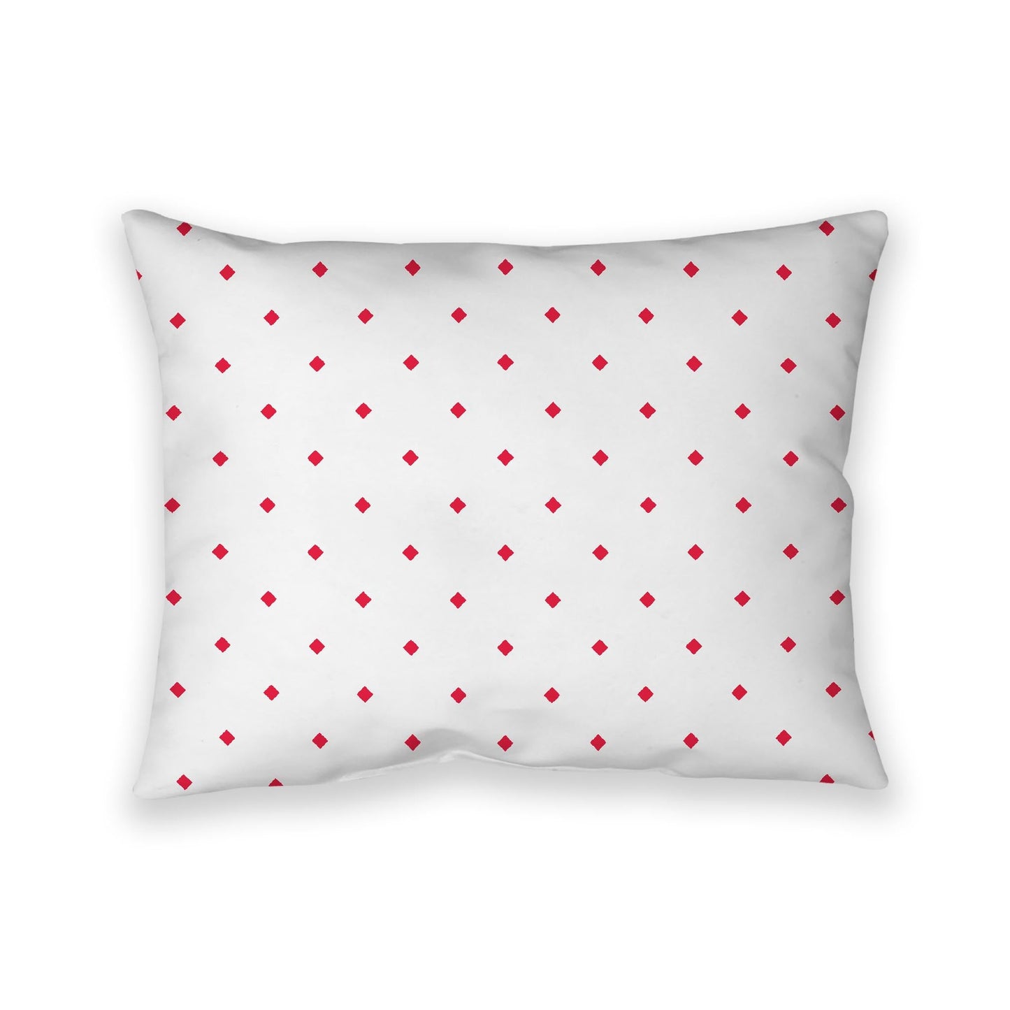 Off-White Cotton Canvas Cushion Covers with Red Diamonds on Front, CACU-CC-1330-101, 66 x 51 cm, 26 x 20 inches