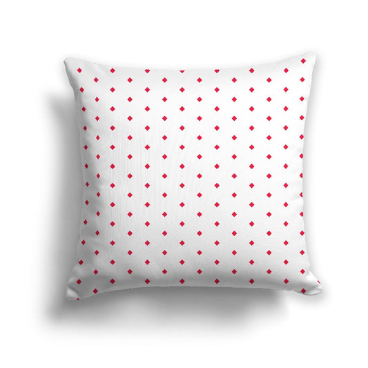 Off-White Cotton Canvas Cushion Covers with Fine Red Diamonds on Front, CACU-CC-1330-111