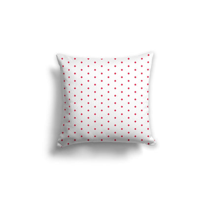 Off-White Cotton Canvas Cushion Covers with Fine Red Diamonds on Front, CACU-CC-1330-111, 46 x 46 cm, 18 x 18 inches