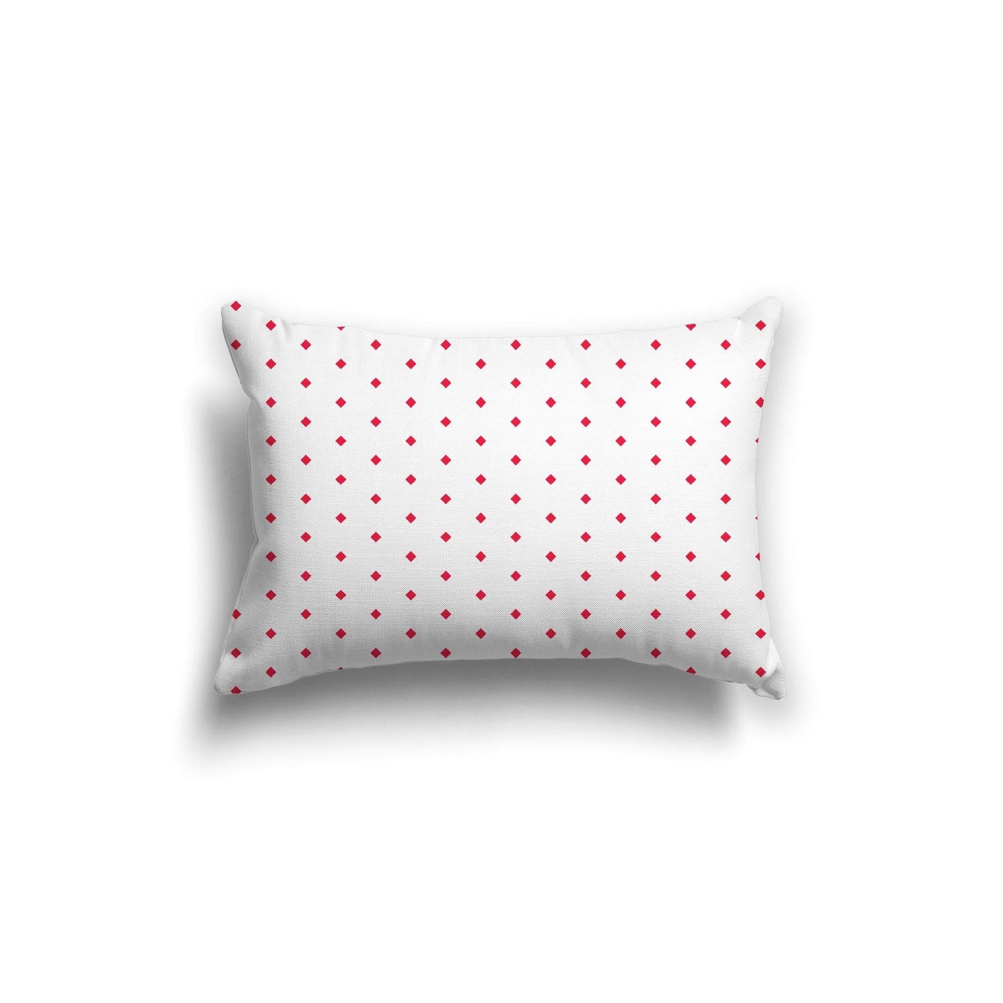 Off-White Cotton Canvas Cushion Covers with Fine Red Diamonds on Front, CACU-CC-1330-111, 51 x 36 cm, 20 x 14 inches