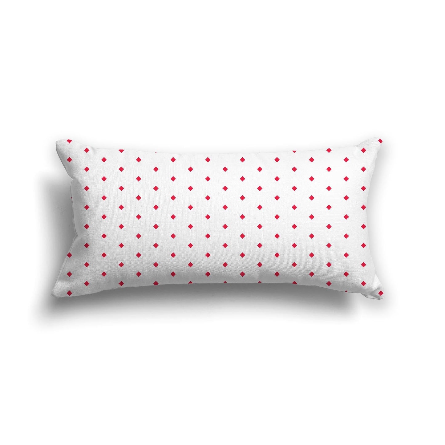 Off-White Cotton Canvas Cushion Covers with Fine Red Diamonds on Front, CACU-CC-1330-111, 61 x 30 cm, 24 x 12 inches
