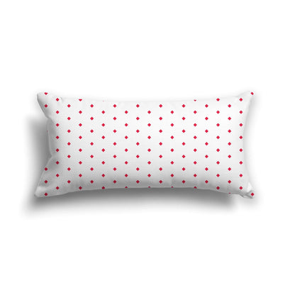 Off-White Cotton Canvas Cushion Covers with Fine Red Diamonds on Front, CACU-CC-1330-111, 61 x 30 cm, 24 x 12 inches