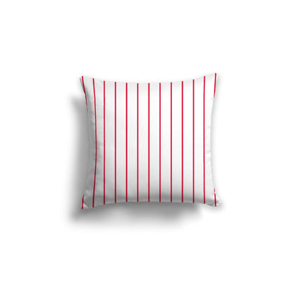 Off-White Cotton Canvas Cushion Covers with Fine Red Stripes on Front, CACU-CC-1330-151, 46 x 46 cm, 18 x 18 inches