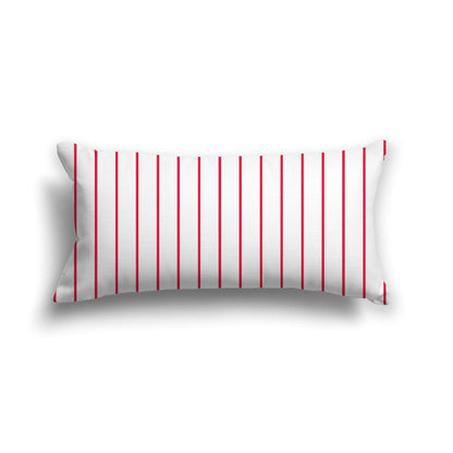 Off-White Cotton Canvas Cushion Covers with Fine Red Stripes on Front, CACU-CC-1330-151, 61 x 30 cm, 24 x 12 inches