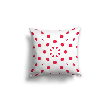Off-White Cotton Canvas Cushion Covers with Red Burst Pattern on Front, CACU-CC-1330-231, 46 x 46 cm, 18 x 18 inches