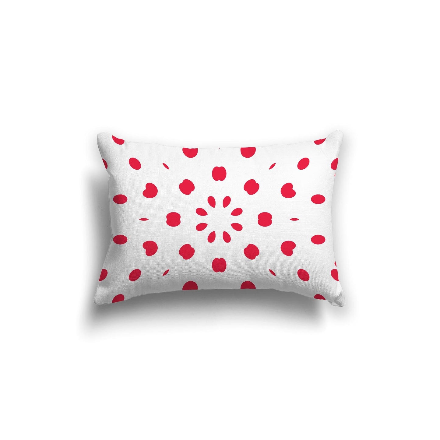 Off-White Cotton Canvas Cushion Covers with Red Burst Pattern on Front, CACU-CC-1330-231, 51 x 36 cm, 20 x 14 inches