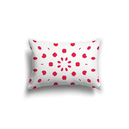 Off-White Cotton Canvas Cushion Covers with Red Burst Pattern on Front, CACU-CC-1330-231, 51 x 36 cm, 20 x 14 inches