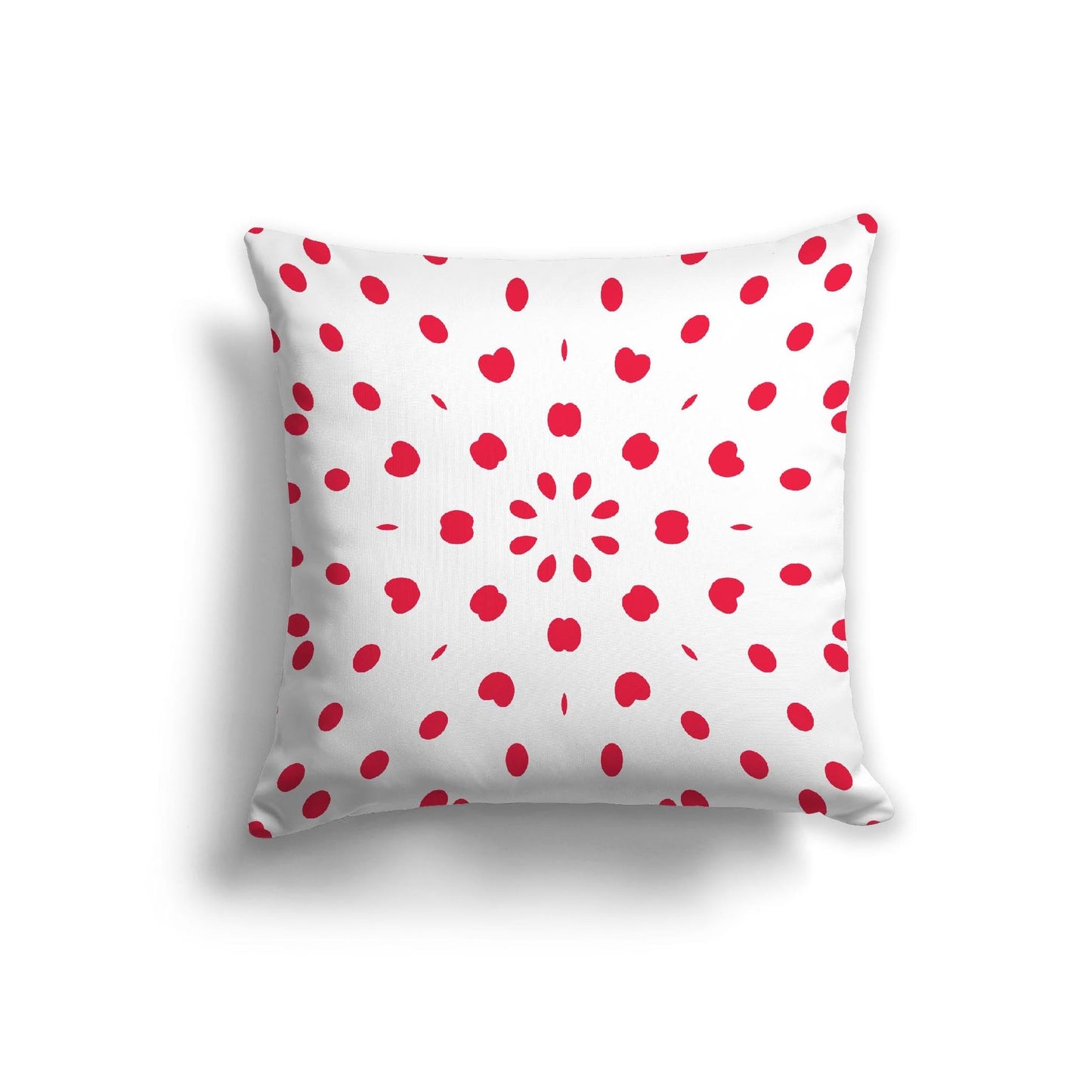 Off-White Cotton Canvas Cushion Covers with Red Burst Pattern on Front, CACU-CC-1330-231, 56 x 56 cm, 22 x 22 inches