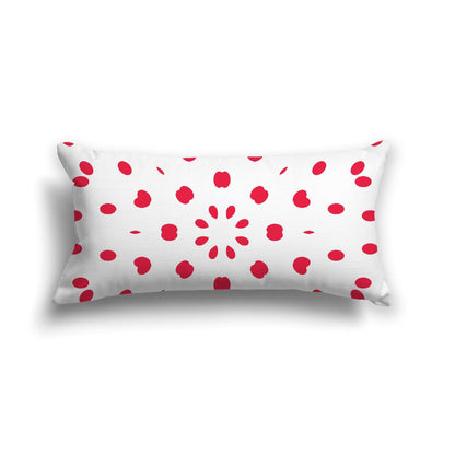 Off-White Cotton Canvas Cushion Covers with Red Burst Pattern on Front, CACU-CC-1330-231, 61 x 30 cm, 24 x 12 inches