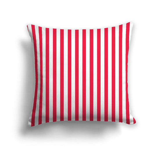 Off-White Cotton Canvas Cushion Covers with Thin Red Bars on Front, CACU-CC-1330-241
