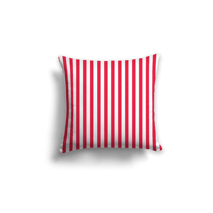 Off-White Cotton Canvas Cushion Covers with Thin Red Bars on Front, CACU-CC-1330-241, 46 x 46 cm, 18 x 18 inches
