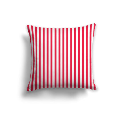 Off-White Cotton Canvas Cushion Covers with Thin Red Bars on Front, CACU-CC-1330-241, 56 x 56 cm, 22 x 22 inches