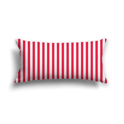 Off-White Cotton Canvas Cushion Covers with Thin Red Bars on Front, CACU-CC-1330-241, 61 x 30 cm, 24 x 12 inches