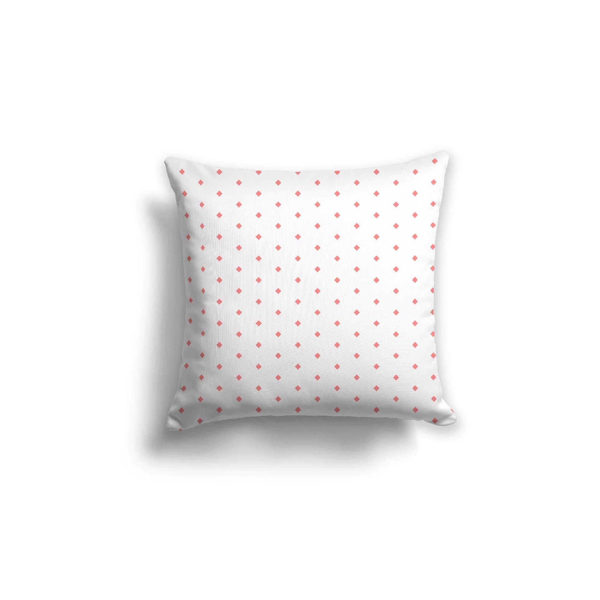 Off-White Cotton Canvas Cushion Covers with Fine Pink Diamonds on Front, CACU-CC-1340-111, 46 x 46 cm, 18 x 18 inches