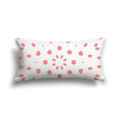 Off-White Cotton Canvas Cushion Covers with Pink Burst Pattern on Front, CACU-CC-1340-231, 61 x 30 cm, 24 x 12 inches