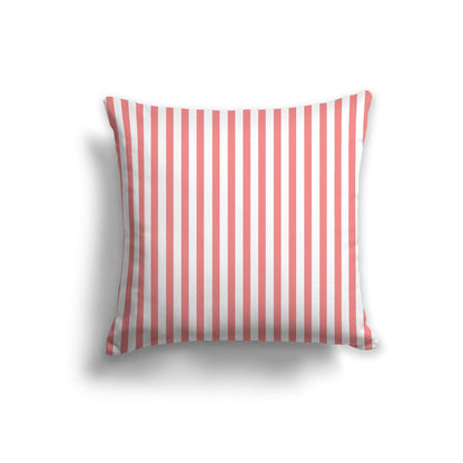 Off-White Cotton Canvas Cushion Covers with Thin Pink Bars on Front, CACU-CC-1340-241, 56 x 56 cm, 22 x 22 inches