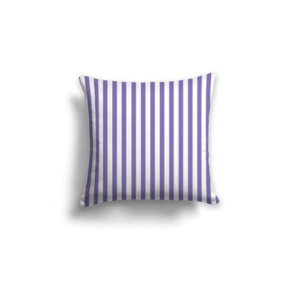 Off-White Cotton Canvas Cushion Covers with Thin Purple Bars on Front, CACU-CC-1350-241, 46 x 46 cm, 18 x 18 inches