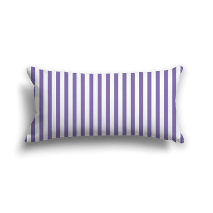 Off-White Cotton Canvas Cushion Covers with Thin Purple Bars on Front, CACU-CC-1350-241, 61 x 30 cm, 24 x 12 inches