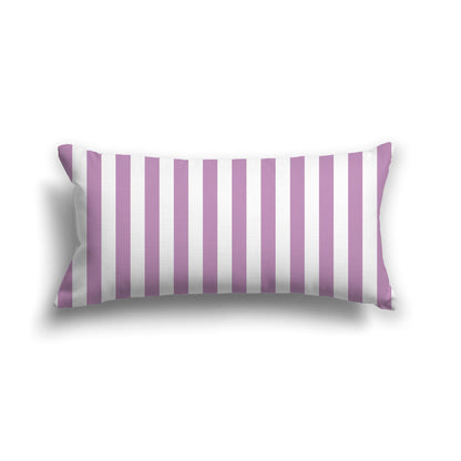 Off-White Cotton Canvas Cushion Covers with Mauve Bars on Front, CACU-CC-1360-051, 61 x 30 cm, 24 x 12 inches