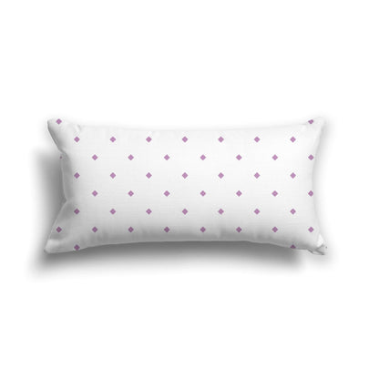 Off-White Cotton Canvas Cushion Covers with Mauve Diamonds on Front, CACU-CC-1360-101, 61 x 30 cm, 24 x 12 inches