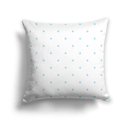 Off-White Cotton Canvas Cushion Covers with Blue Diamonds on Front, CACU-CC-1370-101
