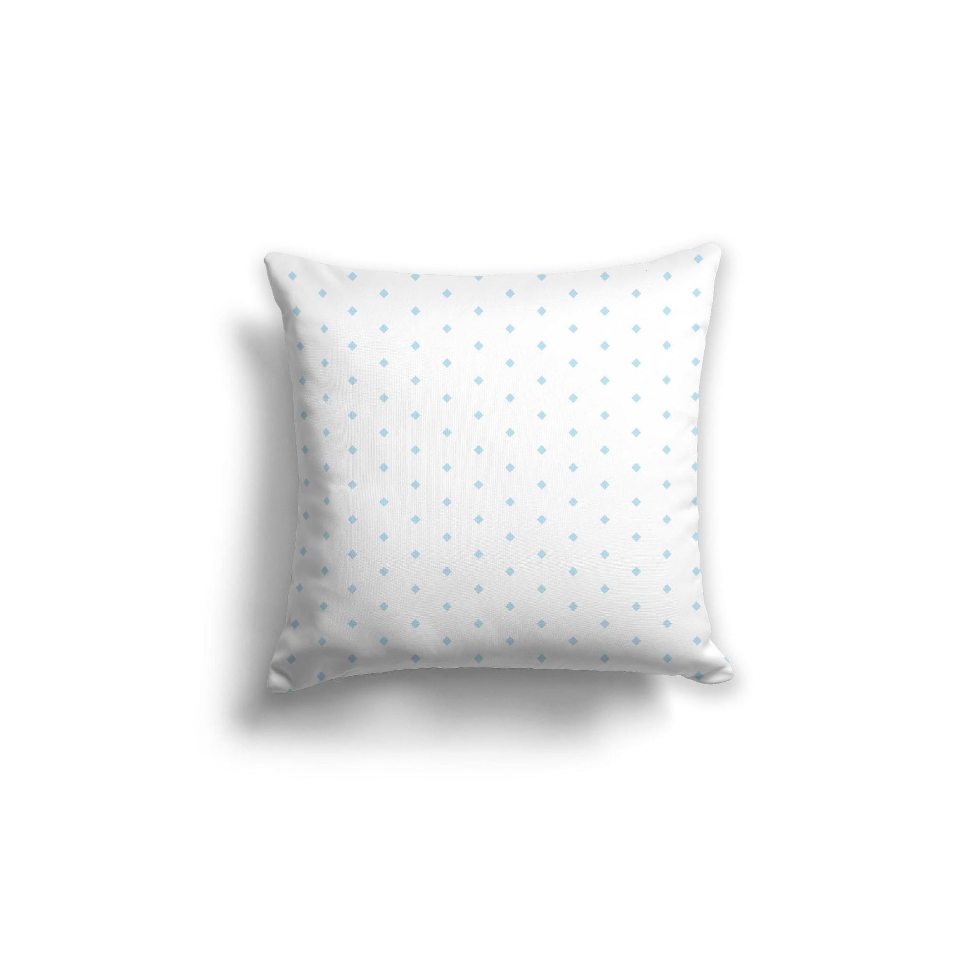 Off-White Cotton Canvas Cushion Covers with Fine Blue Diamonds on Front, CACU-CC-1370-111, 46 x 46 cm, 18 x 18 inches