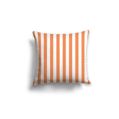 Off-White Cotton Canvas Cushion Covers with Orange Bars on Front, CACU-CC-1380-051, 46 x 46 cm, 18 x 18 inches