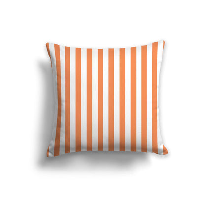 Off-White Cotton Canvas Cushion Covers with Orange Bars on Front, CACU-CC-1380-051, 56 x 56 cm, 22 x 22 inches