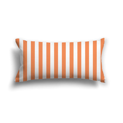 Off-White Cotton Canvas Cushion Covers with Orange Bars on Front, CACU-CC-1380-051, 61 x 30 cm, 24 x 12 inches