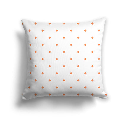 Off-White Cotton Canvas Cushion Covers with Orange Diamonds on Front, CACU-CC-1380-101
