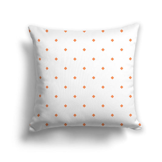 Off-White Cotton Canvas Cushion Covers with Orange Diamonds on Front, CACU-CC-1380-101