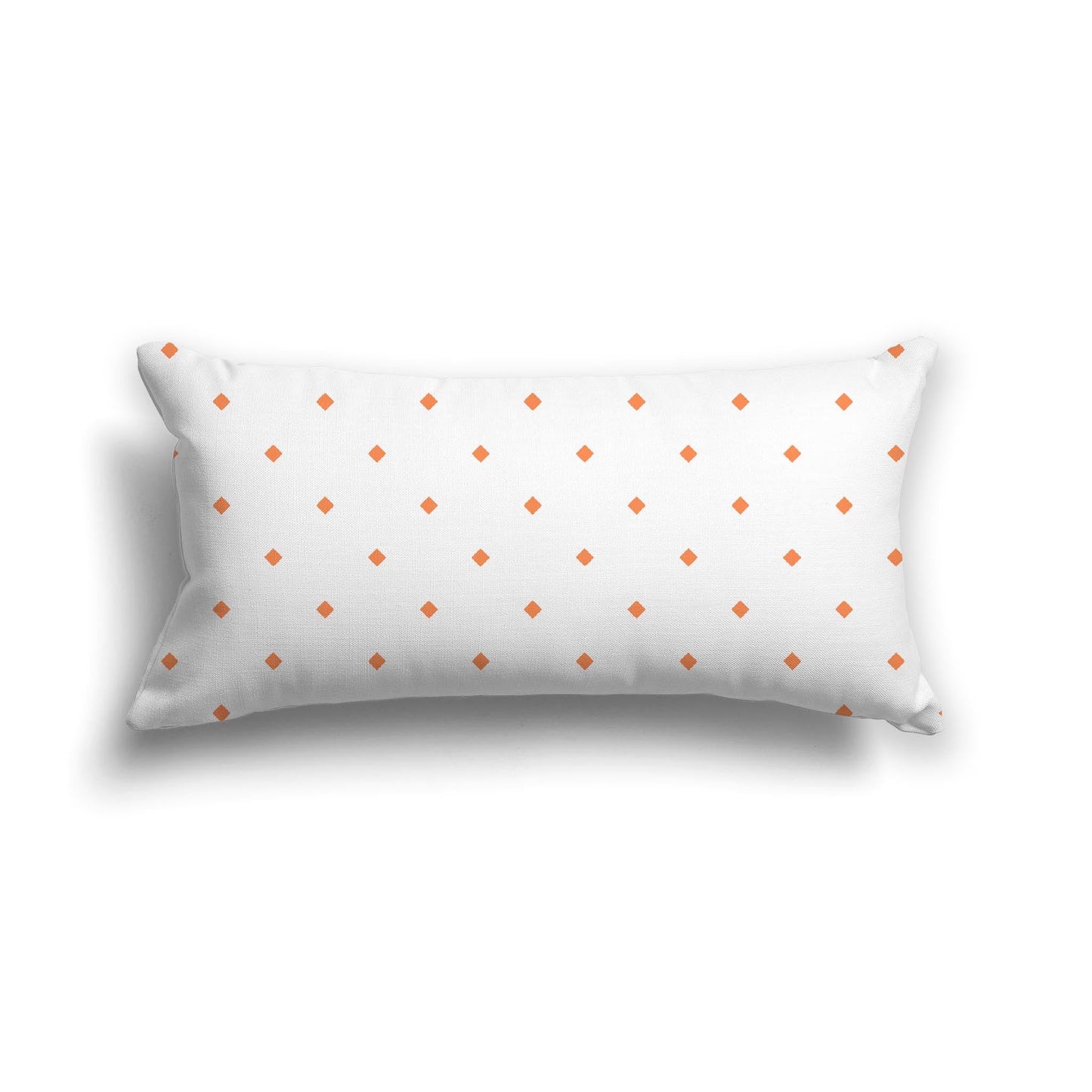 Off-White Cotton Canvas Cushion Covers with Orange Diamonds on Front, CACU-CC-1380-101, 61 x 30 cm, 24 x 12 inches