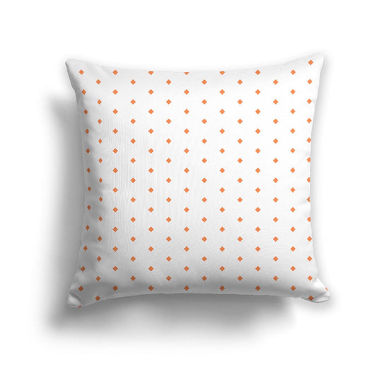 Off-White Cotton Canvas Cushion Covers with Fine Orange Diamonds on Front, CACU-CC-1380-111