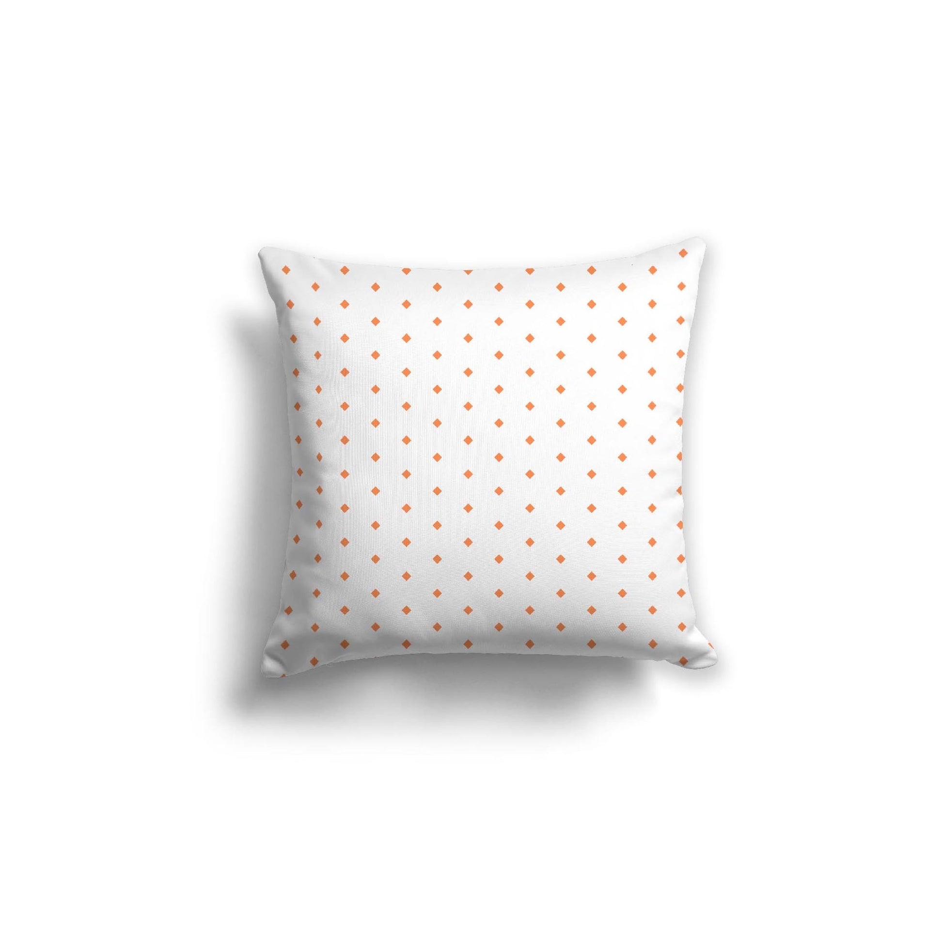 Off-White Cotton Canvas Cushion Covers with Fine Orange Diamonds on Front, CACU-CC-1380-111, 46 x 46 cm, 18 x 18 inches