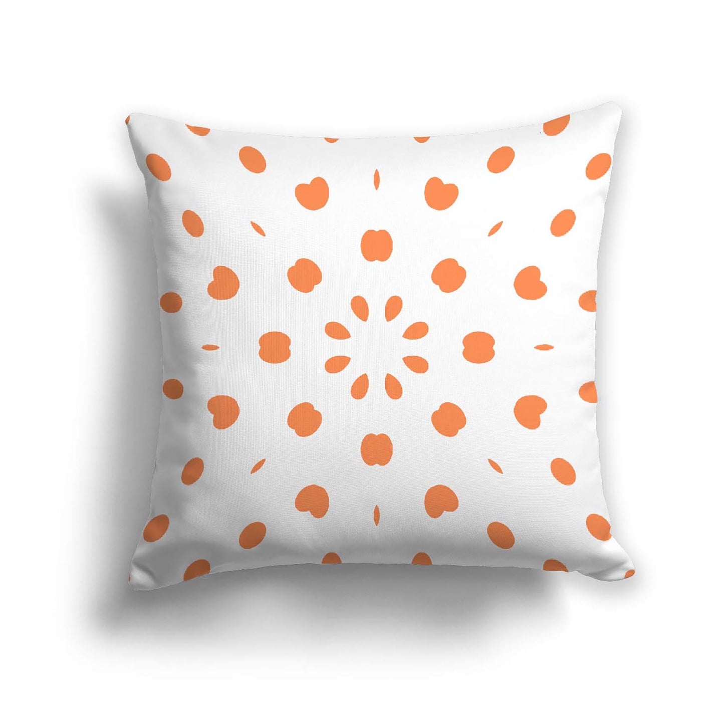 Off-White Cotton Canvas Cushion Covers with Orange Burst Pattern on Front, CACU-CC-1380-231