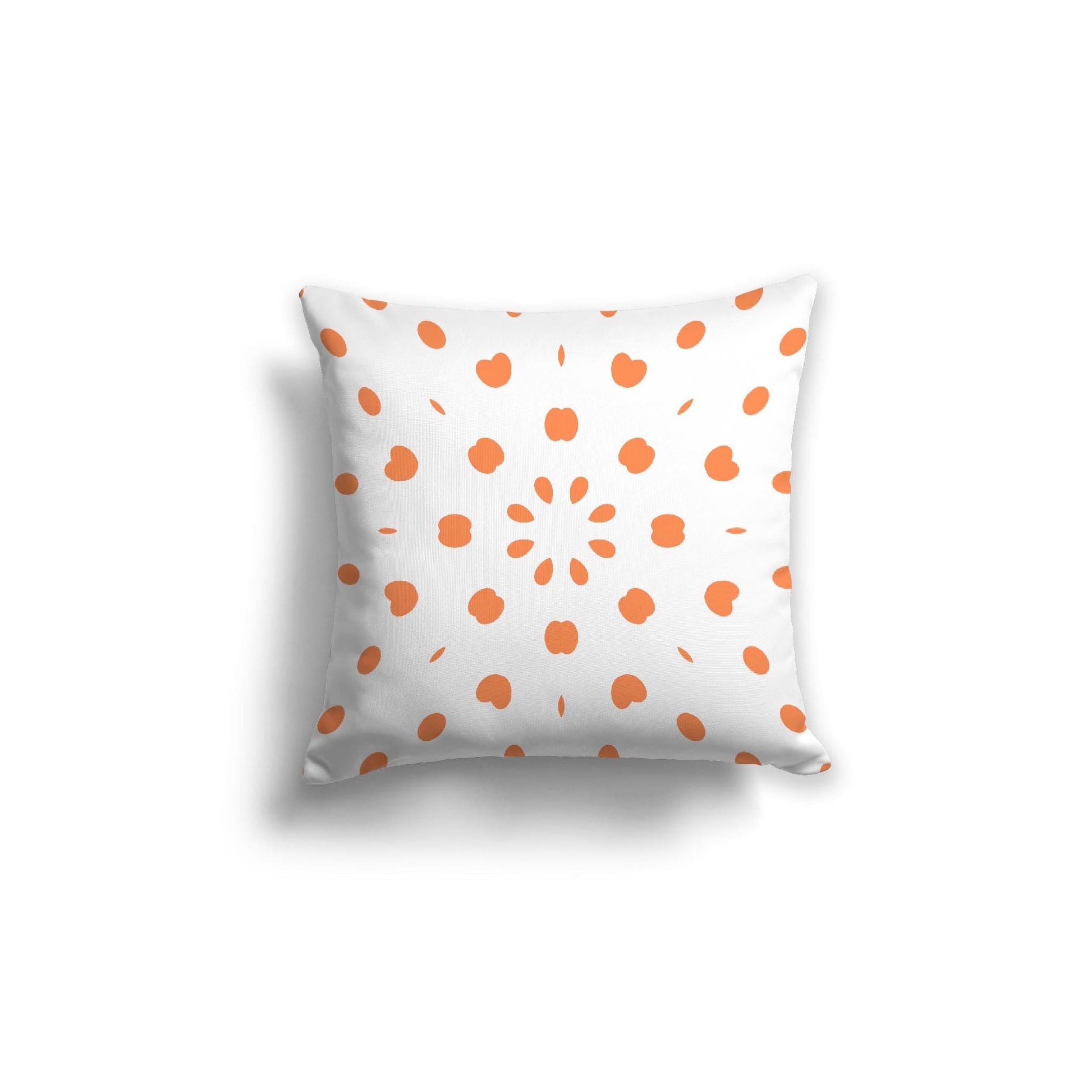 Off-White Cotton Canvas Cushion Covers with Orange Burst Pattern on Front, CACU-CC-1380-231, 46 x 46 cm, 18 x 18 inches