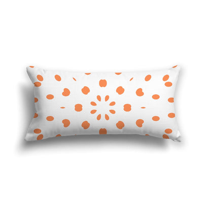 Off-White Cotton Canvas Cushion Covers with Orange Burst Pattern on Front, CACU-CC-1380-231, 61 x 30 cm, 24 x 12 inches