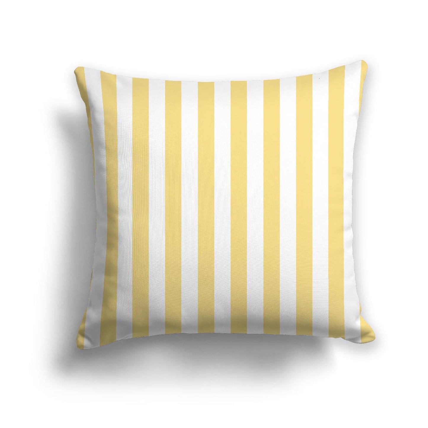 Off-White Cotton Canvas Cushion Covers with Yellow Bars on Front, CACU-CC-1381-051, 46 x 46 cm, 18 x 18 inches