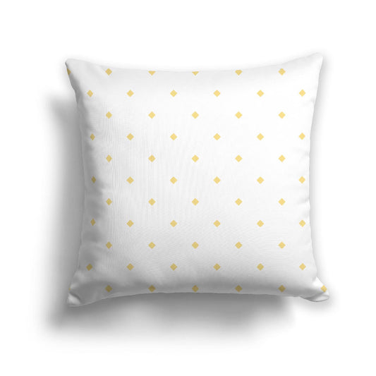Off-White Cotton Canvas Cushion Covers with Yellow Diamonds on Front, CACU-CC-1381-101, 46 x 46 cm, 18 x 18 inches