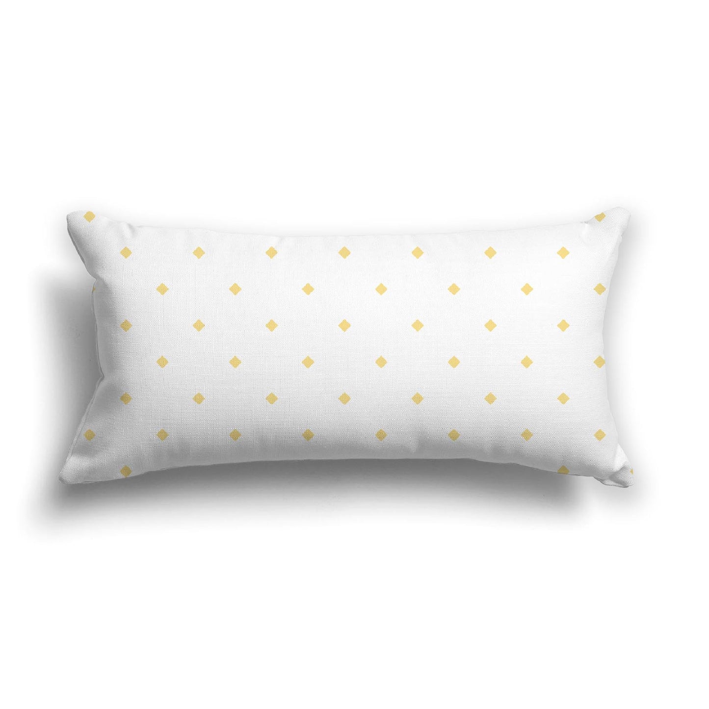 Off-White Cotton Canvas Cushion Covers with Yellow Diamonds on Front, CACU-CC-1381-101, 61 x 30 cm, 24 x 12 inches