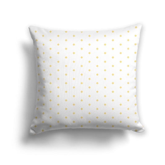 Off-White Cotton Canvas Cushion Covers with Fine Yellow Diamonds on Front, CACU-CC-1381-111, 46 x 46 cm, 18 x 18 inches