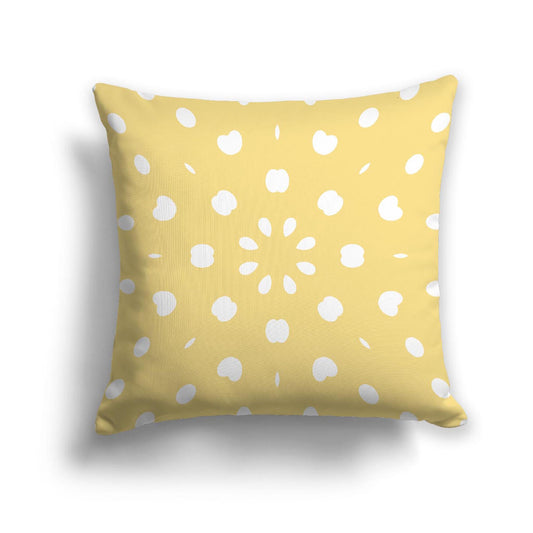Yellow Cotton Canvas Cushion Covers with Off-White Burst Pattern on Front, CACU-CC-1381-232, 46 x 46 cm, 18 x 18 inches